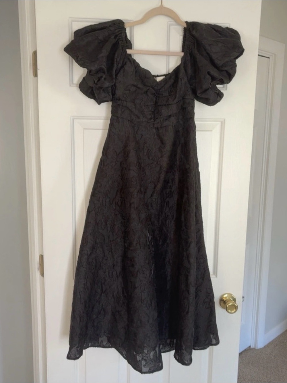 Gingham & Heels Siemi Black Off Shoulder Midi Dress Size 10 NWT